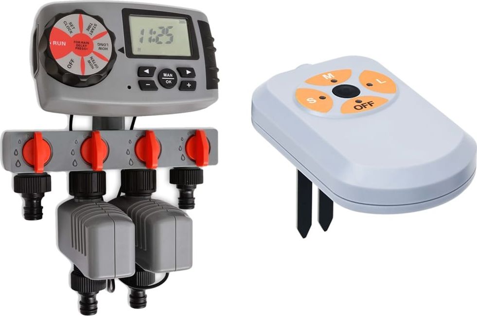 vidaXL Automatyczny sterownik z 4 stacjami i czujnikiem wilgoci, 3 V