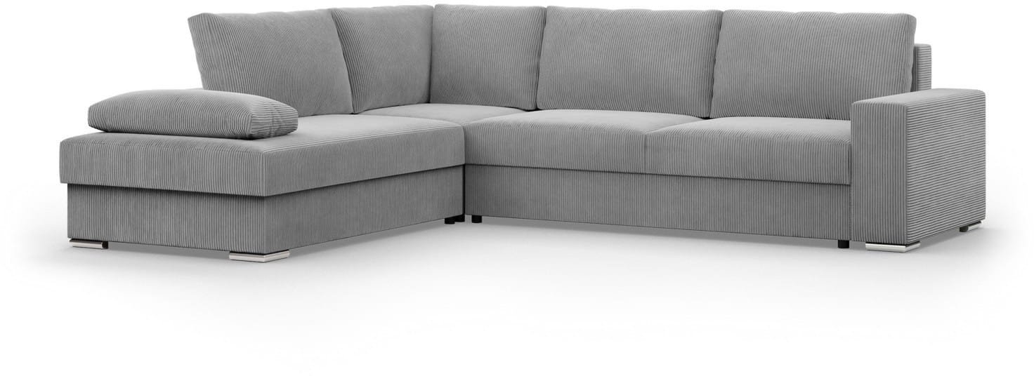 Duży narożnik, Momento, lewy, sztruks, 287x231x86 cm, jasny szary | TYLETEGOTU