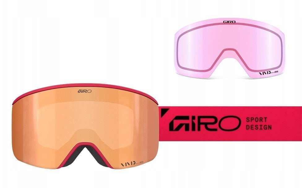 Giro Gogle zimowe AXIS GLACIER RED STACKED (OTG) (Cylindrical) (Lustrzana szyba kolorowa VIVID-Carl Zeiss COPPER 19-42% S2 + Lustrzana szyba kolorowa