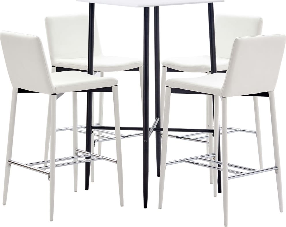 vidaXL 5-częściowy zestaw mebli barowych, sztuczna skóra, biały
