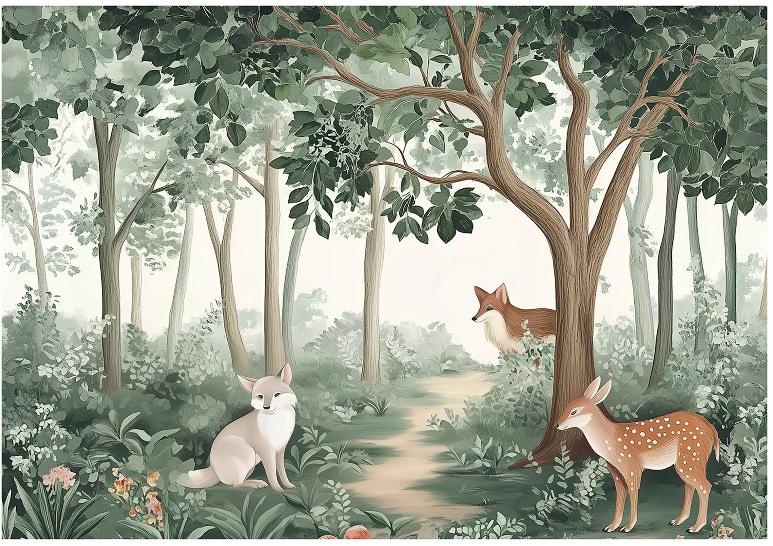 Fototapeta Dla Dzieci Las Zwierzęta Drzewa Sarny Tapeta Flizelina 400X280