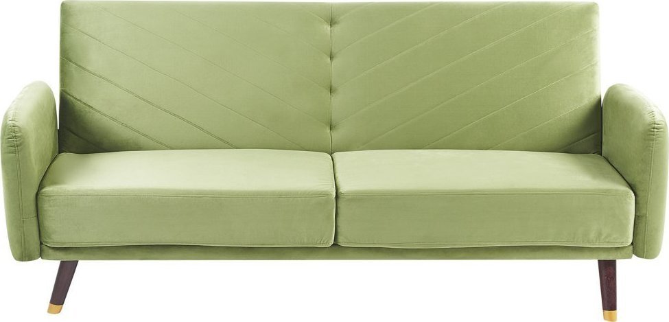 Beliani Sofa rozkładana welurowa oliwkowa SENJA