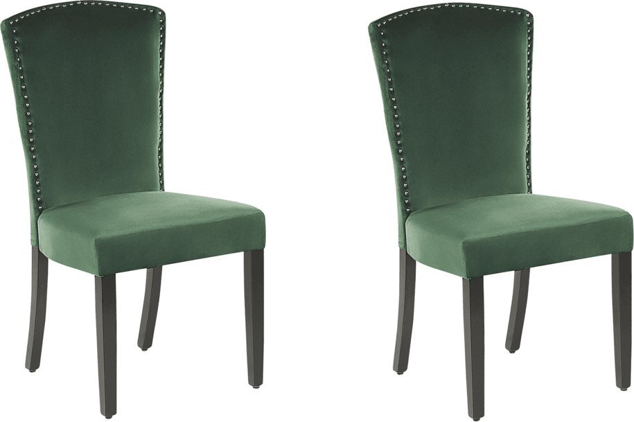 Beliani Zestaw 2 krzeseł do jadalni welurowy zielony PISECO