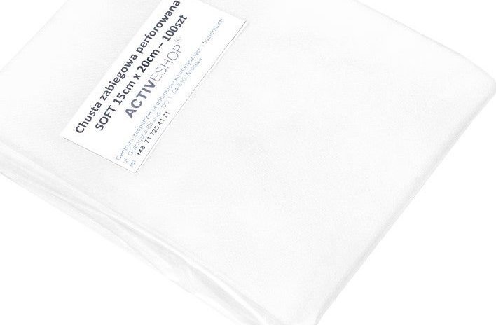 Activeshop Jednorazowe chusty zabiegowe perforowane 100 szt. 15 x 20 cm białe