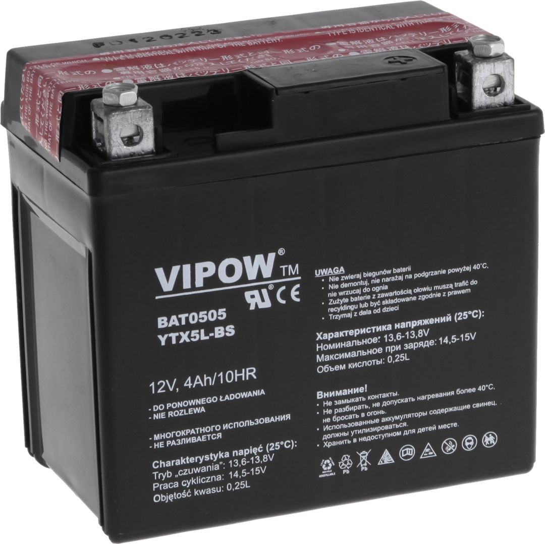 Vipow Akumulator Vipow typ MC do motocykli 12 V 4 Ah