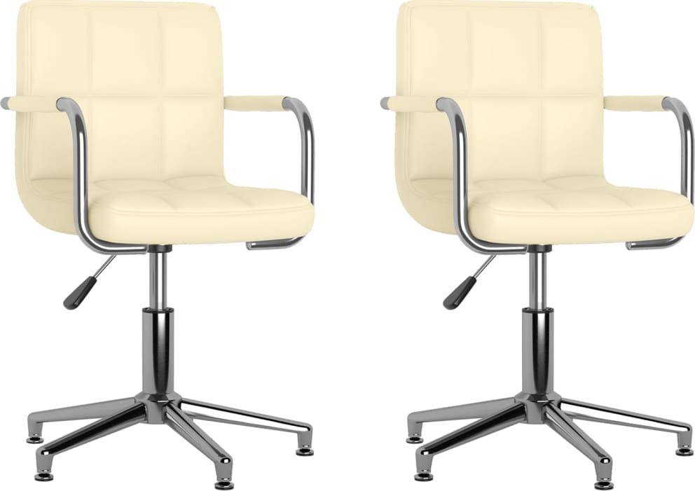 vidaXL Obrotowe krzesła stołowe, 2 szt., kremowe, sztuczna skóra