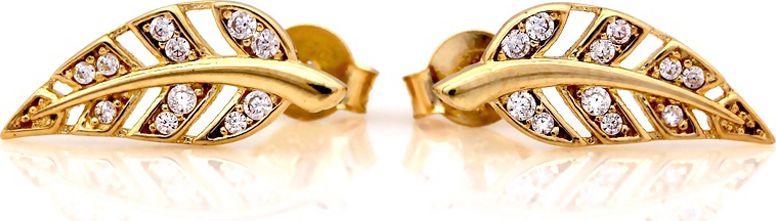 Lovrin Złote kolczyki 333 listki z cyrkoniami 1,42 g