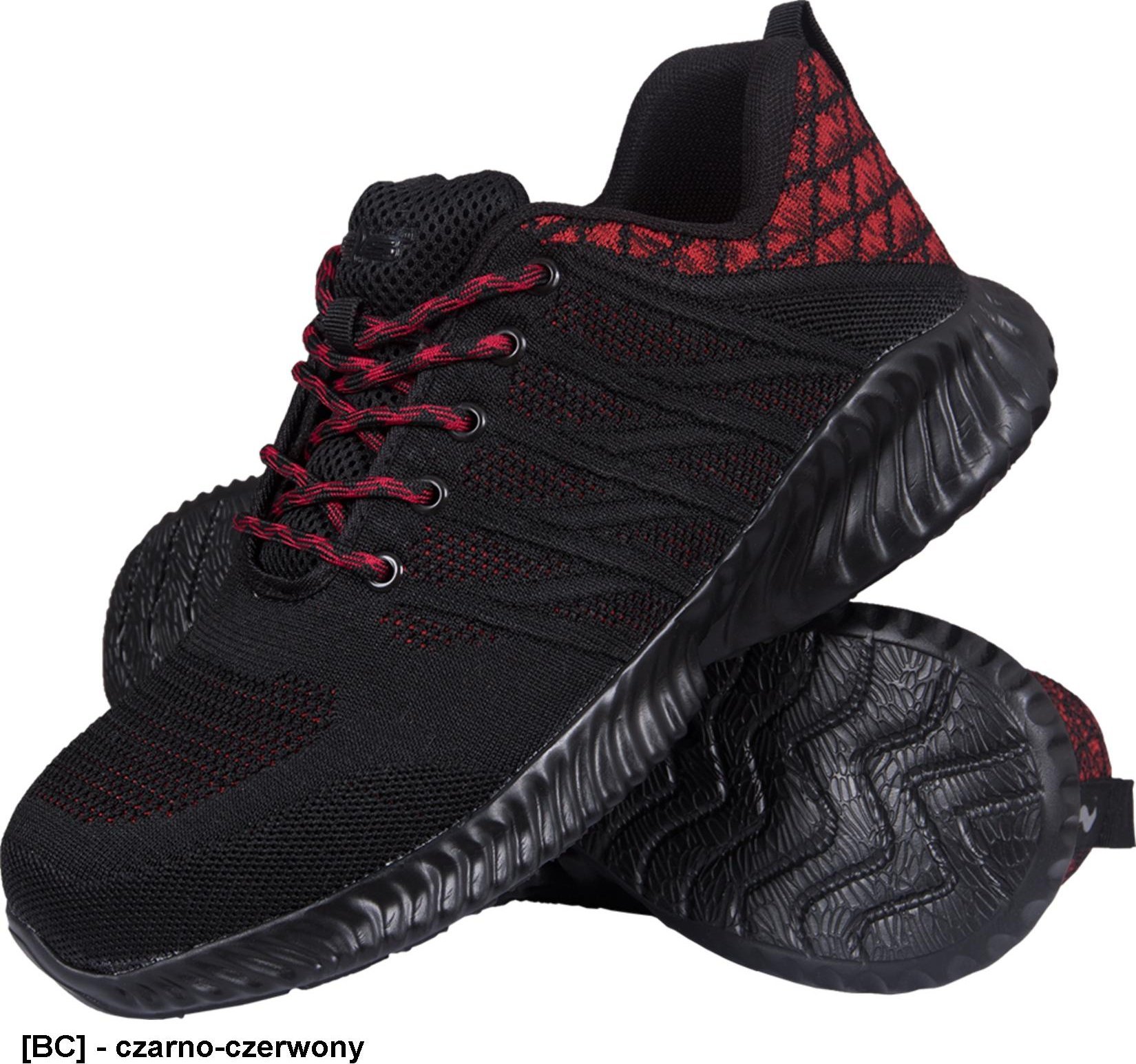 R.E.I.S. BRPAVEL SB P SRA - półbuty bezpieczne PAVEL, podnosek, oddychające siateczka, podeszwa antypoślizgowa odporna na przebicie - czarno-czerwony