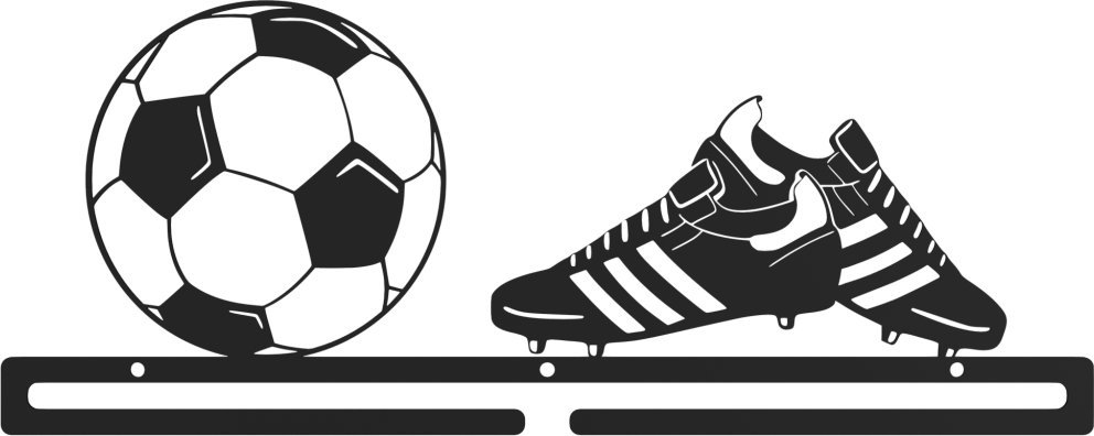 MT3CH Duży solidny metalowy wieszak na medale medalówka PIŁKA NOŻNA PIŁKARZ FOOTBALL czarny