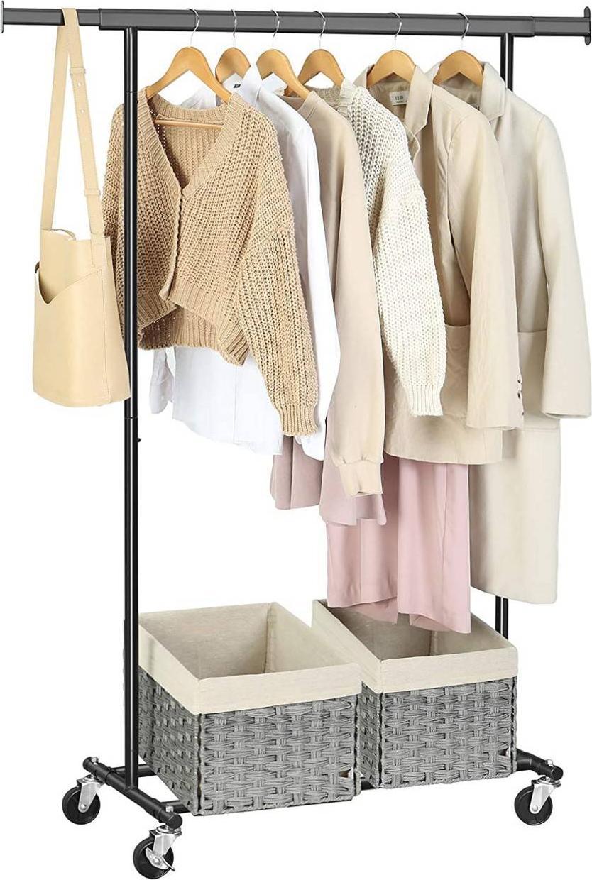 Songmics Mobilny wieszak na ubrania czarny LOFT