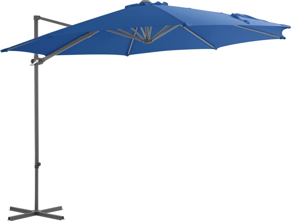 vidaXL Parasol wiszący na stalowym słupku, 300 cm, lazurowy