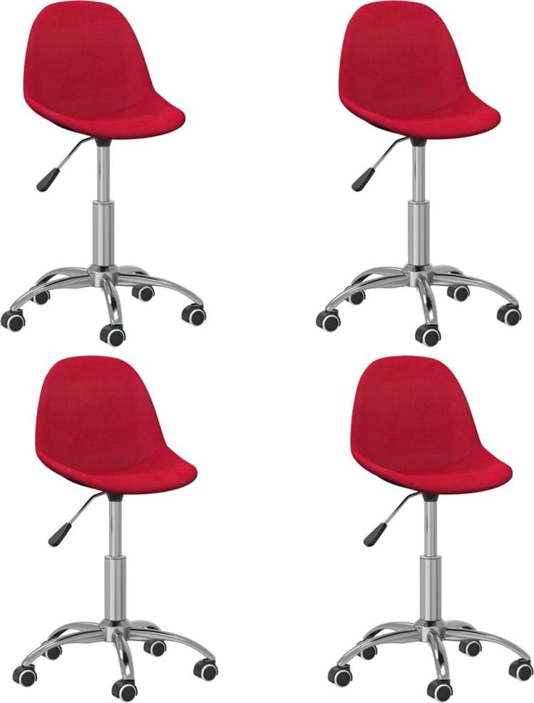 vidaXL Obrotowe krzesła stołowe, 4 szt., winna czerwień, obite tkaniną