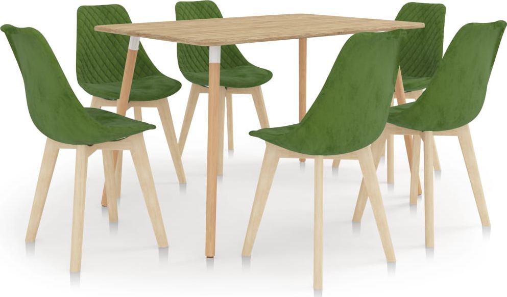 vidaXL 7-częściowy zestaw mebli jadalnianych, jasnozielony
