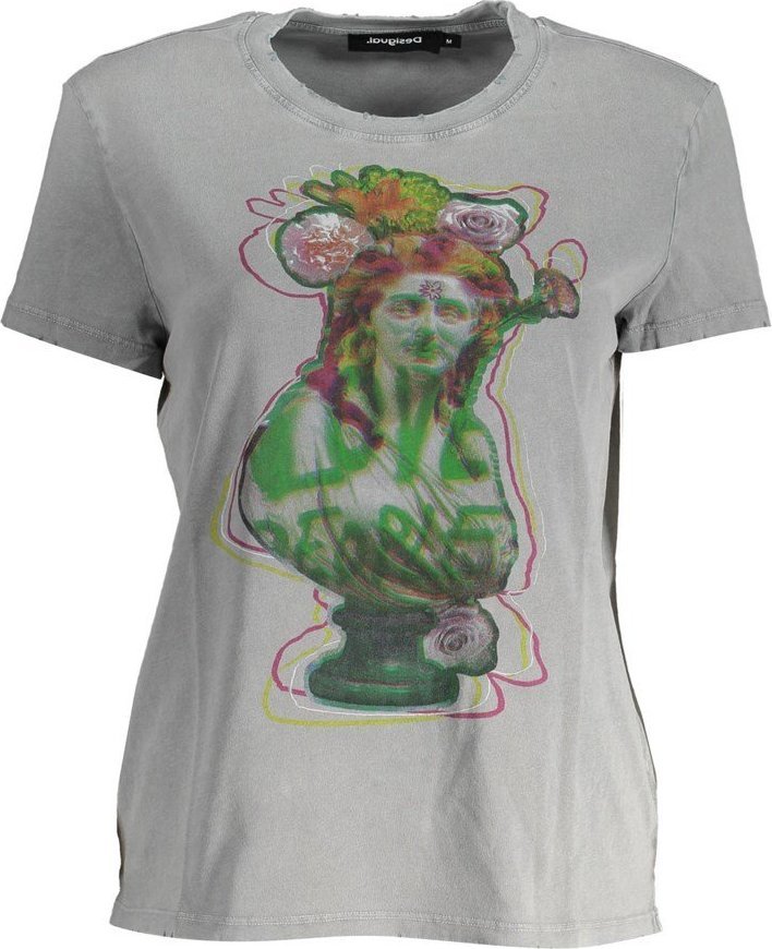 Desigual DESIGUAL DAMSKI T-SHIRT Z KRÓTKIM RĘKAWEM SZARY M