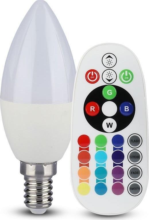 V-TAC Żarówka LED V-TAC 3.5W E14 Świeczka Pilot VT-2214 4000K+RGB 320lm