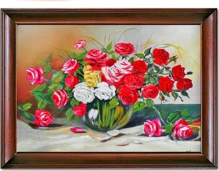 GO-BI Obraz Roze ręcznie malowany 63x84cm uniwersalny
