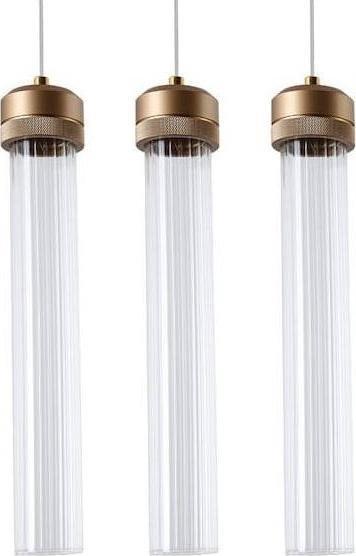 Lampa wisząca Copel Loftowa LAMPA wisząca CGCRYSTUBE COPEL modernistyczna OPRAWA szklane tuby LED 5W 3000K zwis mosiądz przezroczyste