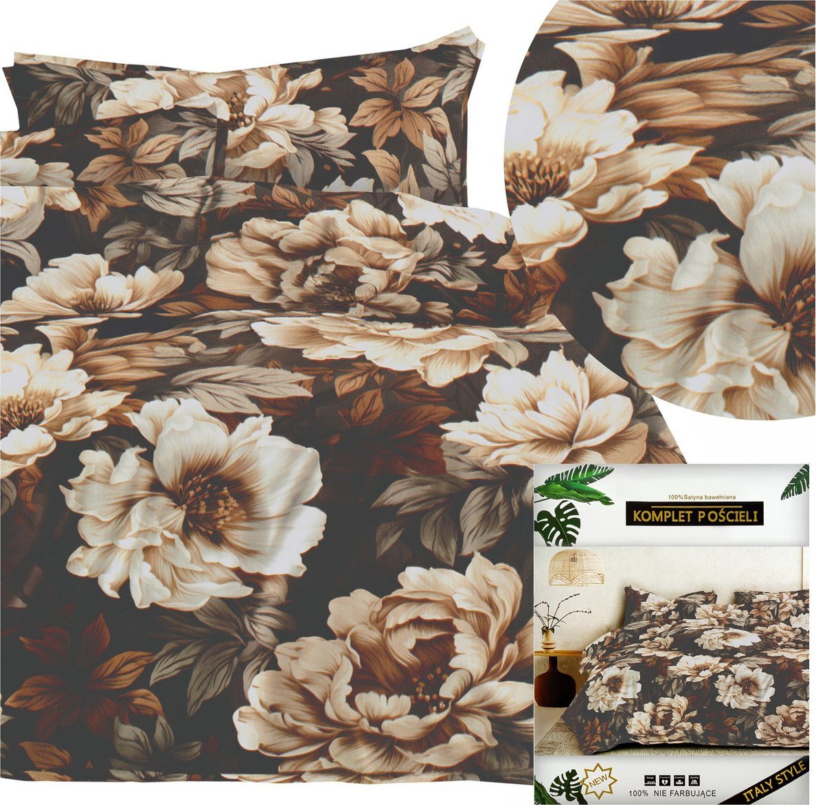 LOZKOHOLICY.PL Sp.z o.o. Sp. K. Pościel 160 x 200 4cz Satynowa Dalwin 1004