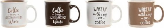 DKD Home Decor Kubek DKD Home Decor Porcelana Beżowy Brązowy Biały Ceimnobrązowy (13,5 x 10,5 x 10 cm) (510 ml) (4 Sztuk)