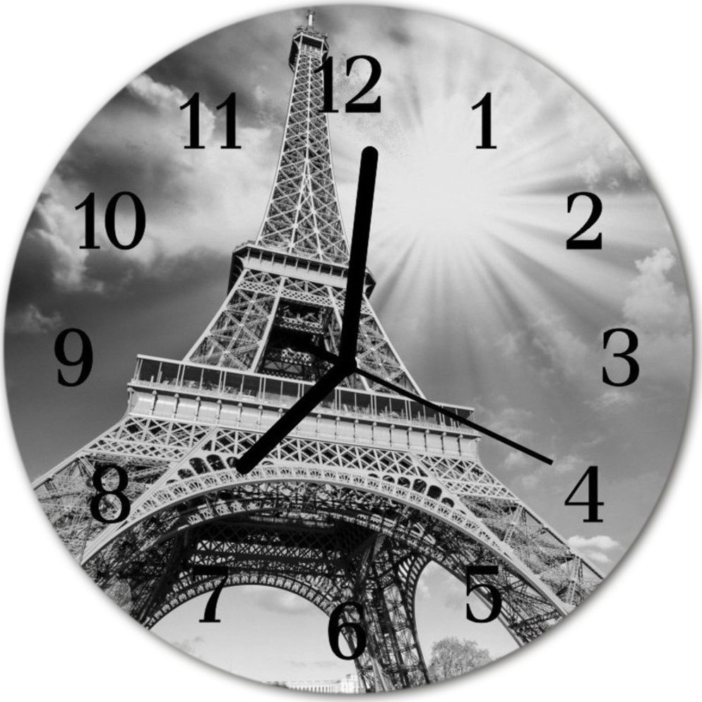 Tulup Zegar ścienny okrągły Wieża eiffla w paryżufi30 cm - 43170713