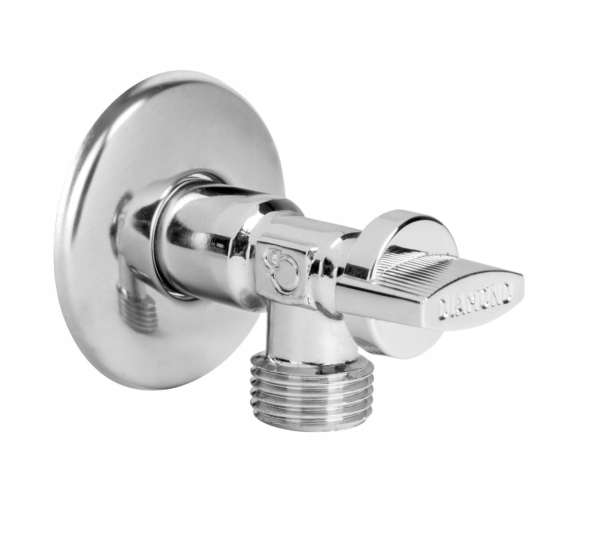 Diamond kurek kulowy kątowy z rozetą 1/2"x1/2", chrom ART.228-1/2X1/2.CH