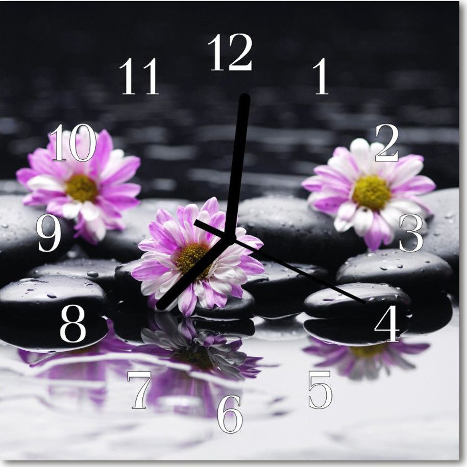 Tulup Zegar szklany ścienny Cichy Kwiaty Natura