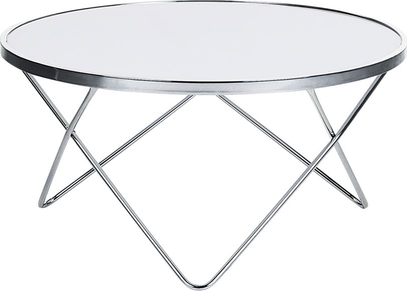 Beliani Stolik kawowy biało-srebrny MERIDIAN II