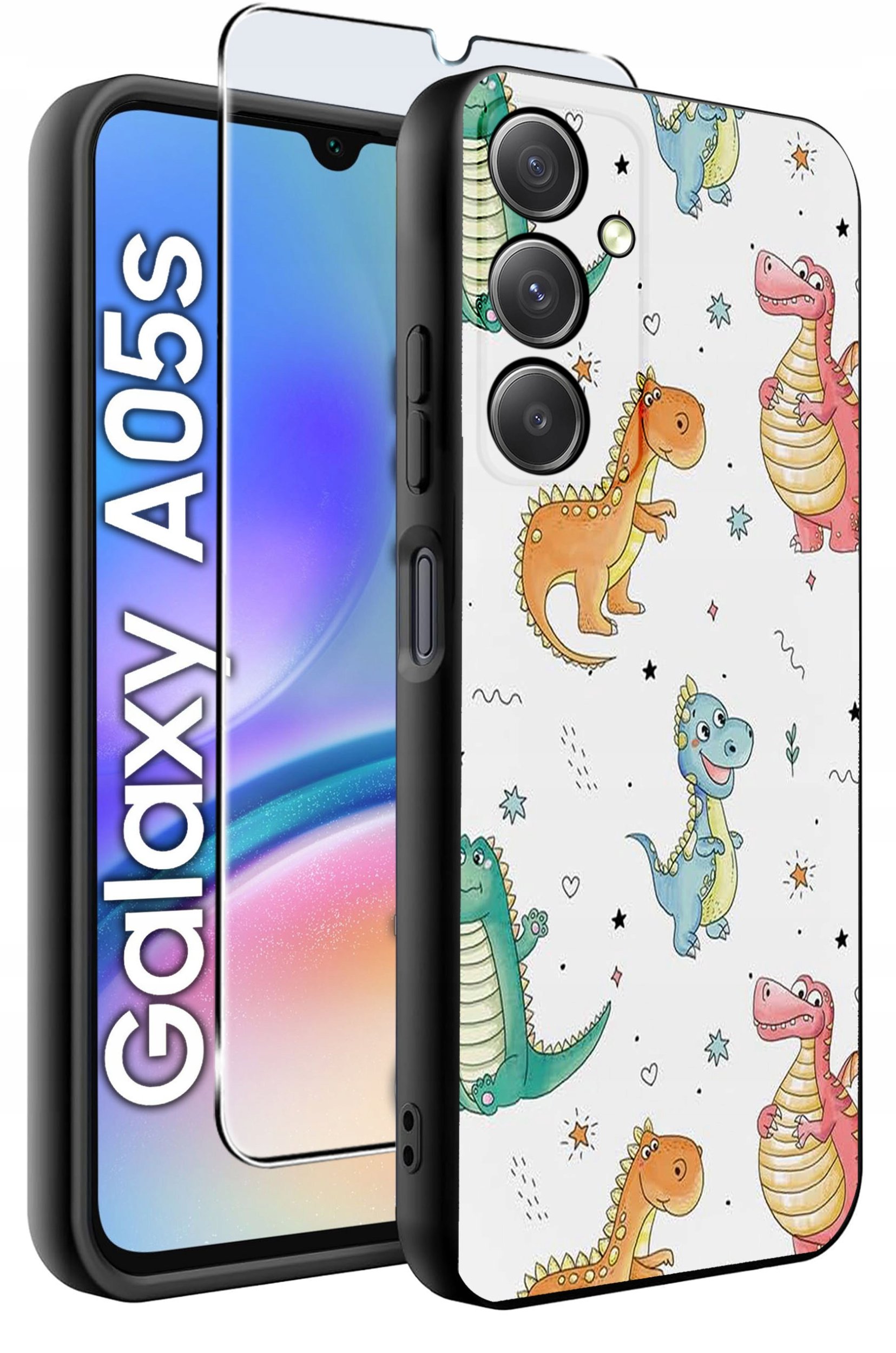krainaGSM ETUI do Samsung A05s WZORY SILIKONOWE MATT CASE + SZKŁO 9H