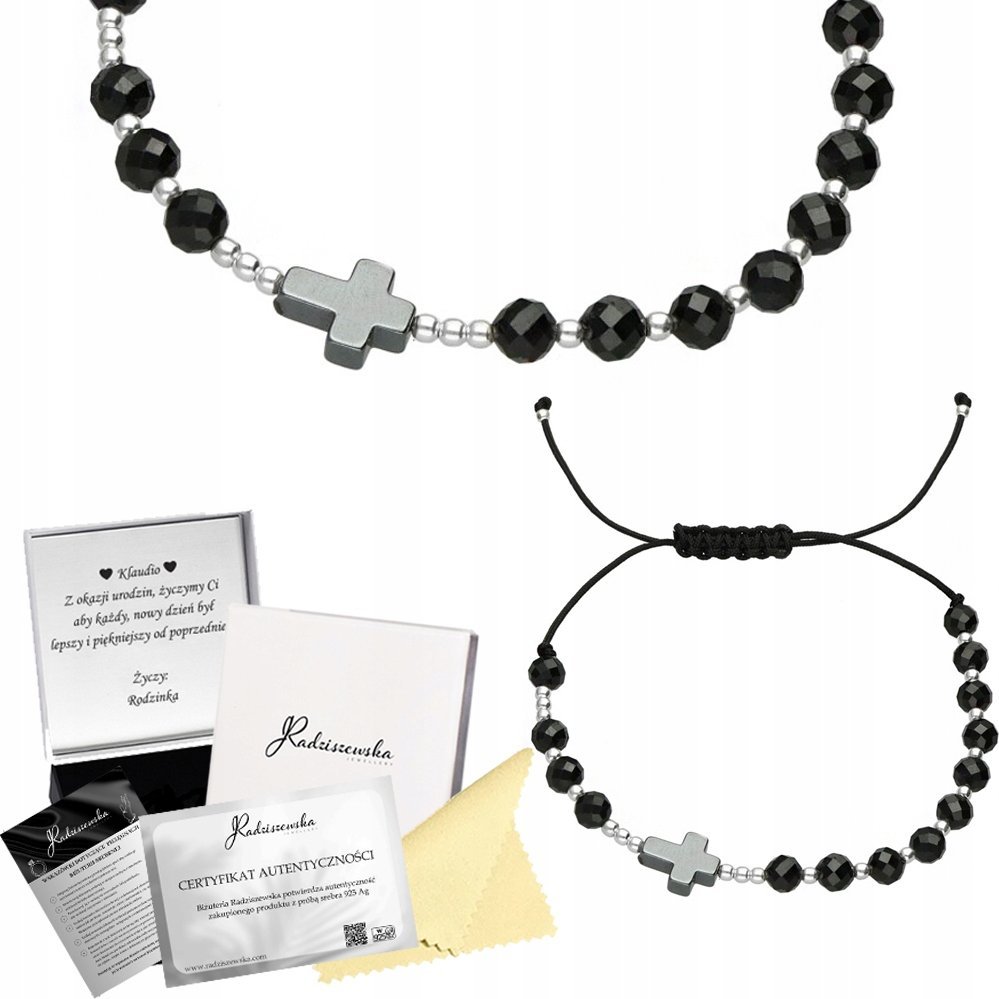 Radziszewska Jewellery Bransoletka Różaniec z Kamieni Naturalnych Turmalin Srebro 925 Prezent