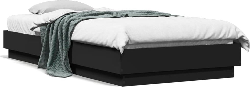 vidaXL Rama łóżka, czarna, 90x200 cm, materiał drewnopochodny