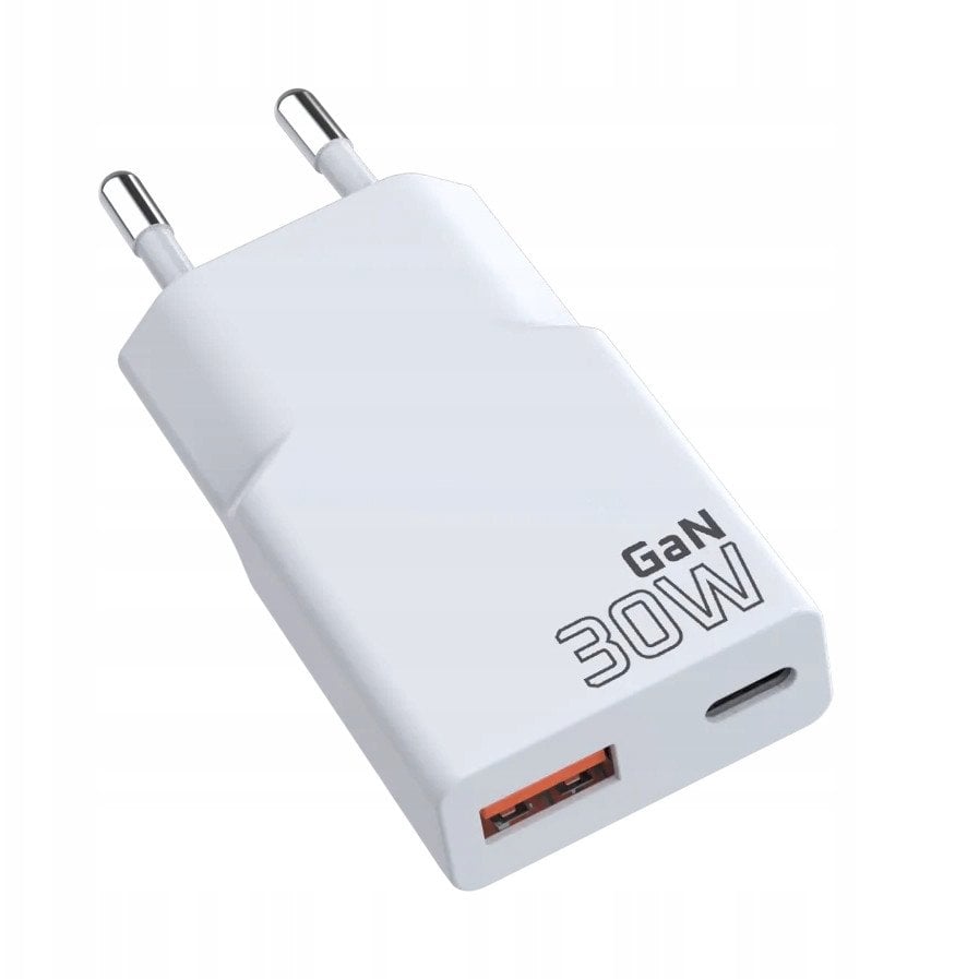 Ładowarka sieciowa 1 x USB, 1 x USB-C Quick Charge 3.0 30W SUPER SLIM biała