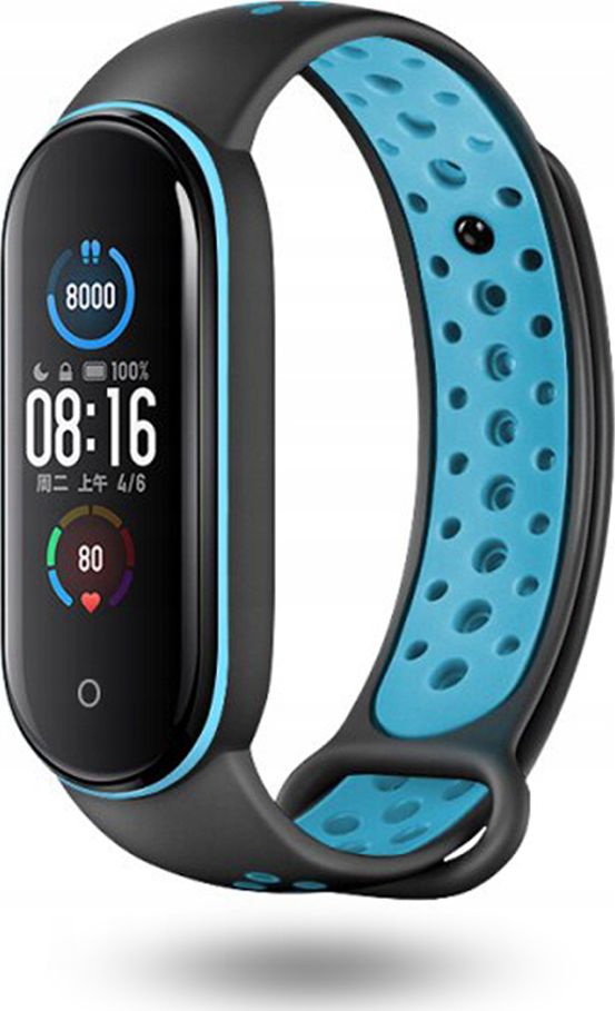 DreamLab Opaska perforowana do Xiaomi Mi Band 5/6 czarno-niebieska