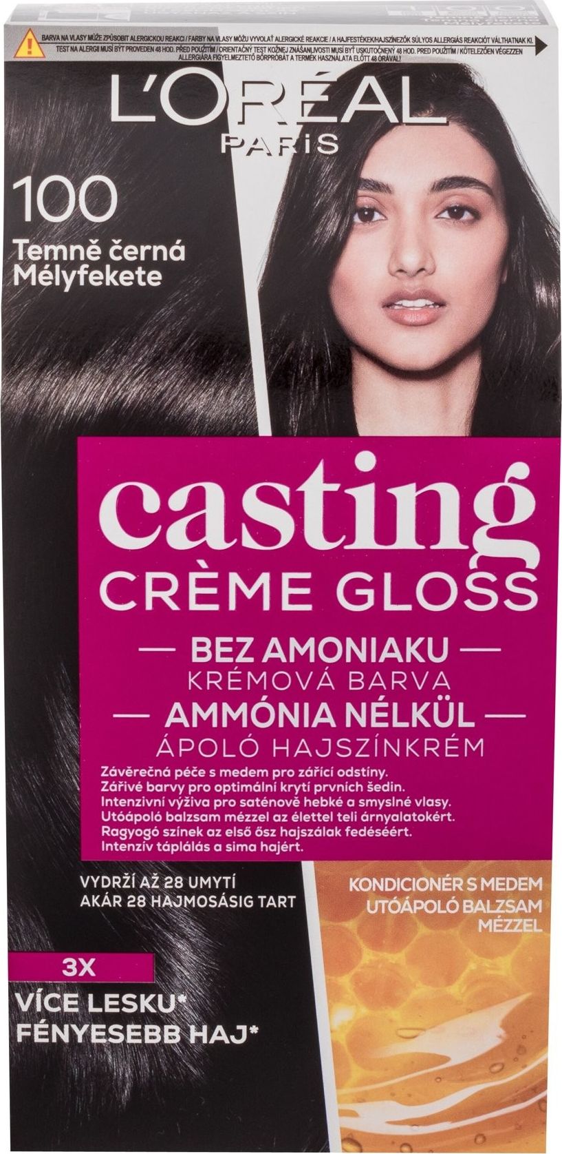 Loreal LOral Paris Casting Creme Gloss Farba do włosów 48ml 100 Dark Black