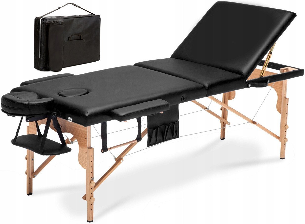 Bodyfit Stół, łóżko do masażu 3-segmentowe drewniane XXL