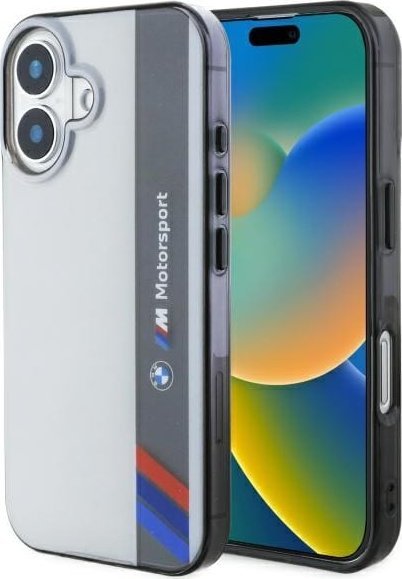 BMW BMW BMHCP16M23HTFEG iPhone 16 Plus 6.7" szary/grey hardcase Motosport IML Vertical Stripe