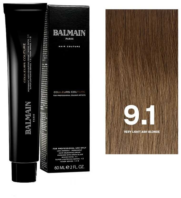 Balmain Professionnel, Couleurs Couture, Permanent Hair Dye, 9.1 Very Light Ash Blonde, 60 ml For Women