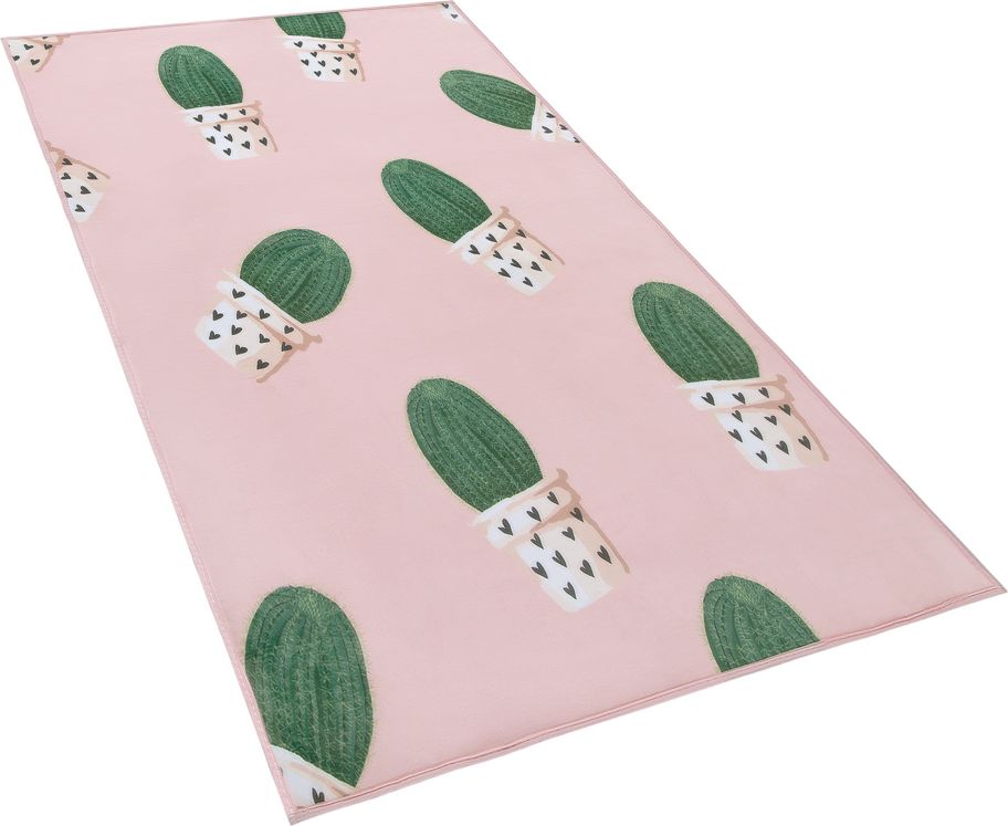 Beliani Dywan w kaktusy 80 x 150 cm różowy ELDIVAN