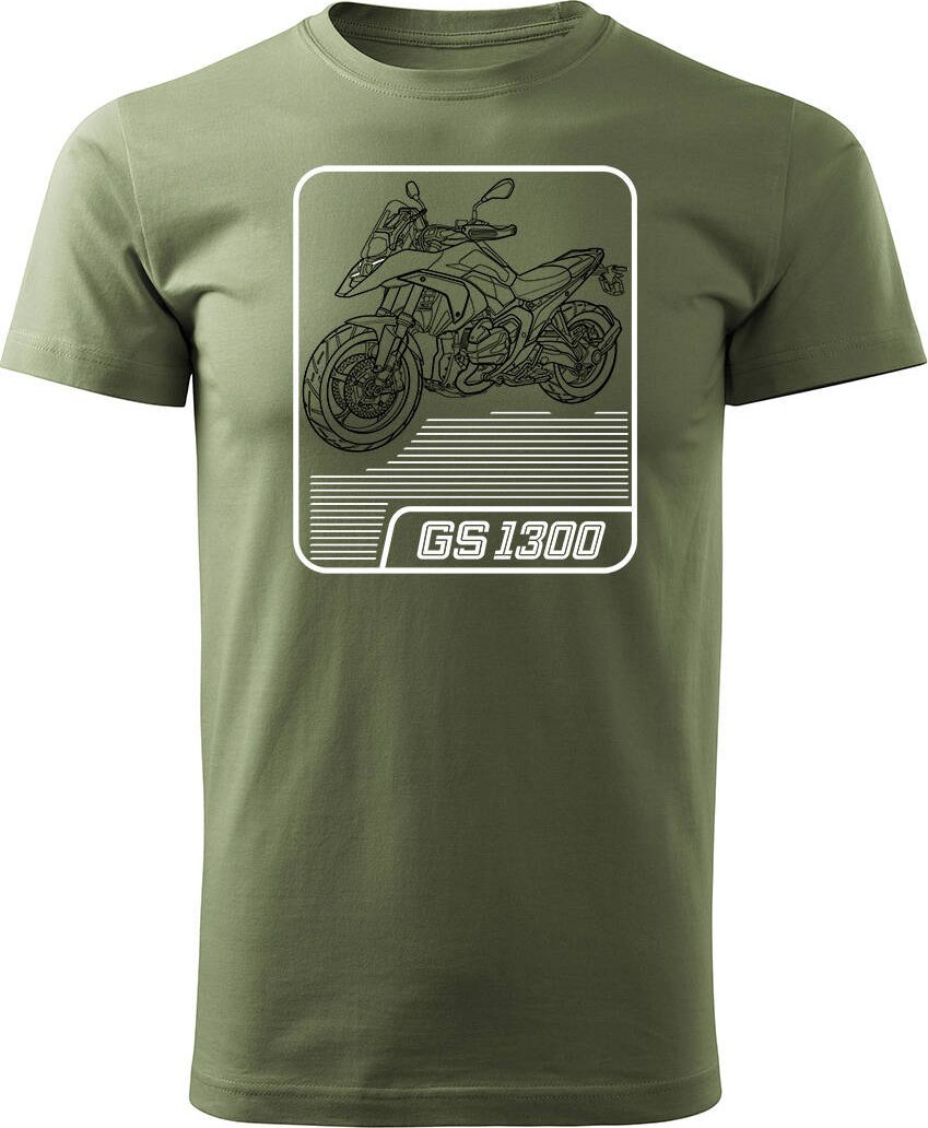 Topslang Koszulka motocyklowa z motocyklem na motor BMW GS R 1300 ADVENTURE kolekcjonerska męska khaki REGULAR S