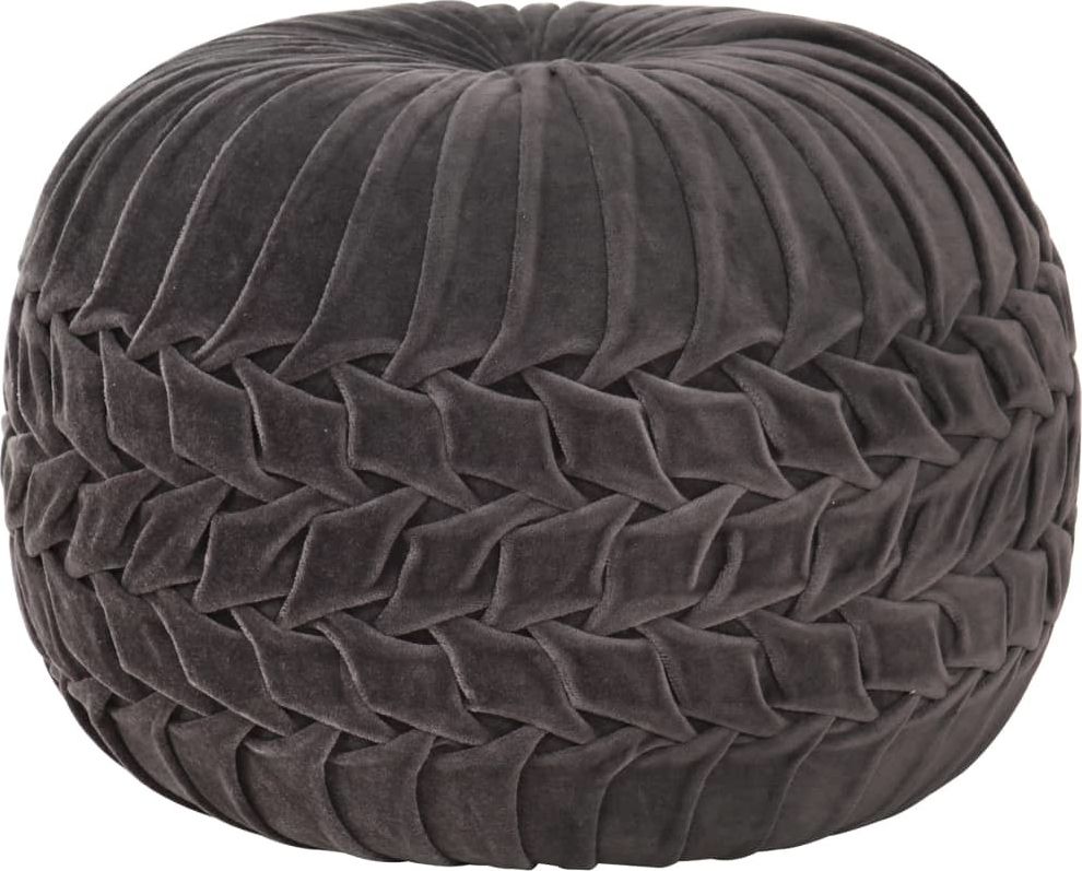 vidaXL Puf, aksamit bawełniany, marszczony, 40 x 30 cm, antracytowy