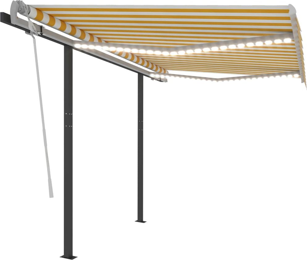 vidaXL Automatycznie zwijana markiza, LED i czujnik wiatru, 3x2,5 m
