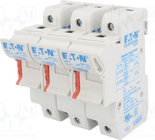Eaton Podstawa wkładki cylindrycznej 14 x 51mm, 3P 50A 690V AC (CH143DU)
