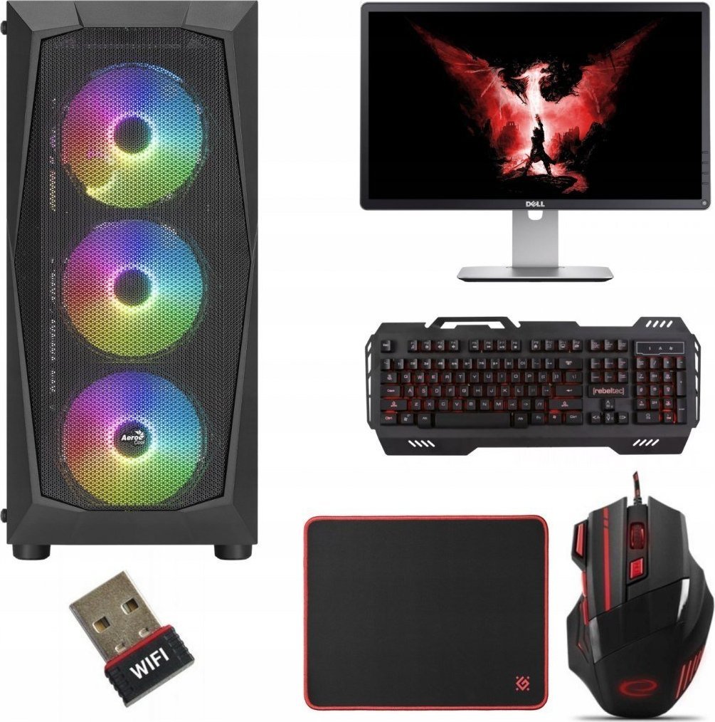 Komputer XLAP24 Gaming Aerocool Cosmo Tower Intel Core i7 GeForce GTX 1050 Ti 16GB DDR3 500GB HDD Windows 10 Pro