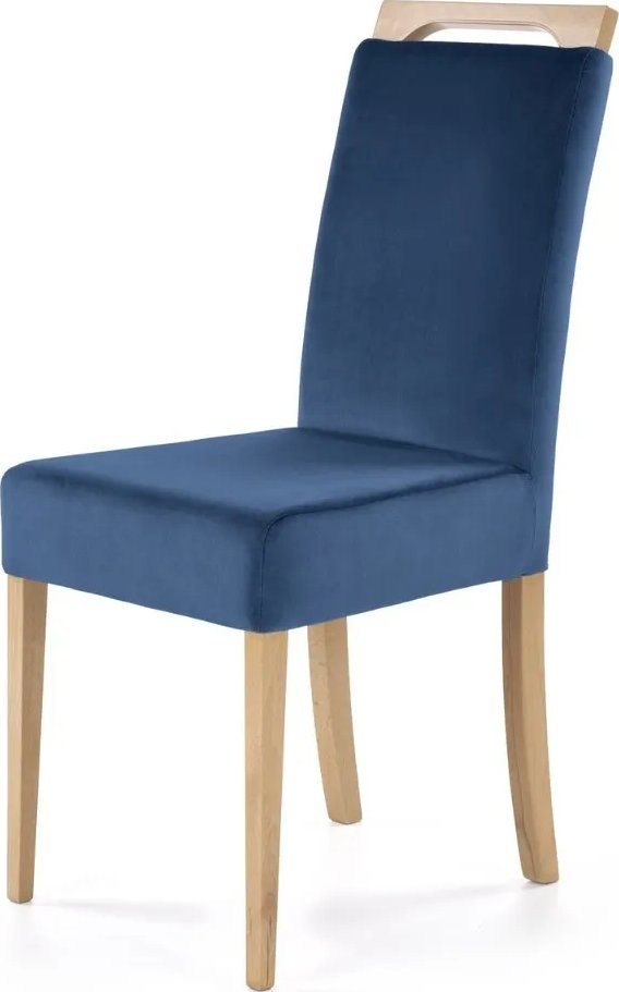 Halmar Krzesło tapicerowane CLARION granatowe/dąb miodowy HALMAR