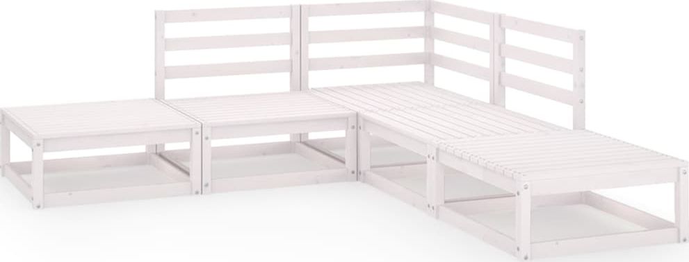 vidaXL 5-cz. zestaw mebli wypoczynkowych do ogrodu, biały, sosnowy