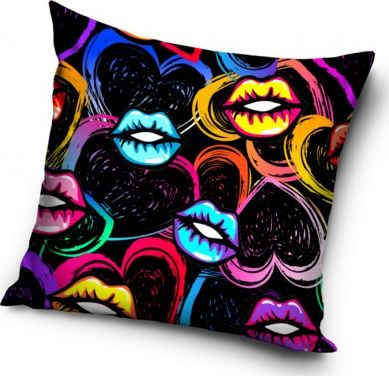 Carbotex Poszewka na jaśka walentynkowa 40x40 ozdobna usta