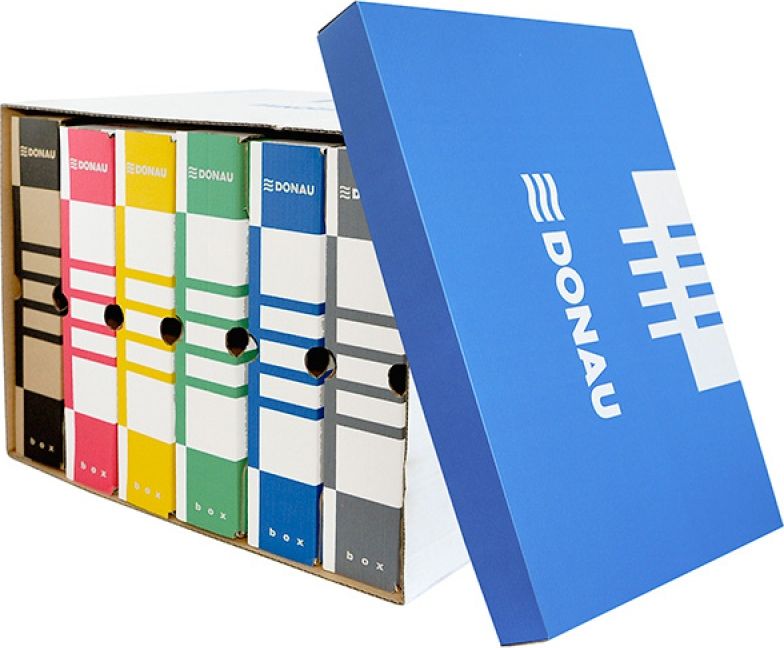 Donau PUDŁO ARCHIWIZACYJNE ZBIORCZE KLAPA ZDEJMOWANA KARTONOWE FSC DONAU
