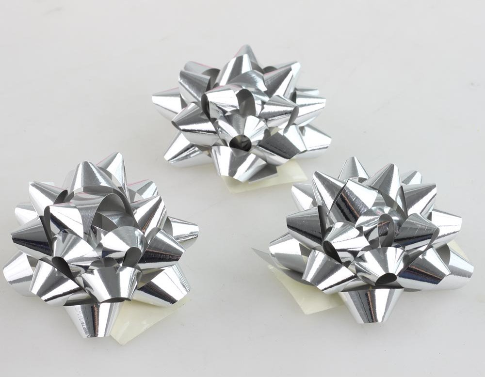 Fastima Rozetka KOKARDA do prezentów 3szt. 6,5cm Srebrna K6