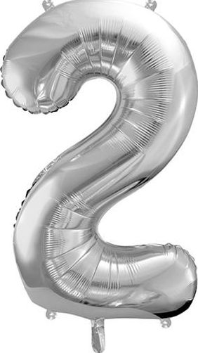 Party Deco Balon foliowy Cyfra "2", 86cm, srebrny uniwersalny