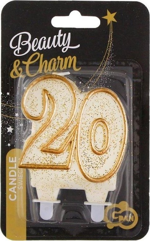 GoDan Świeczka Liczba 20, złoty kontur