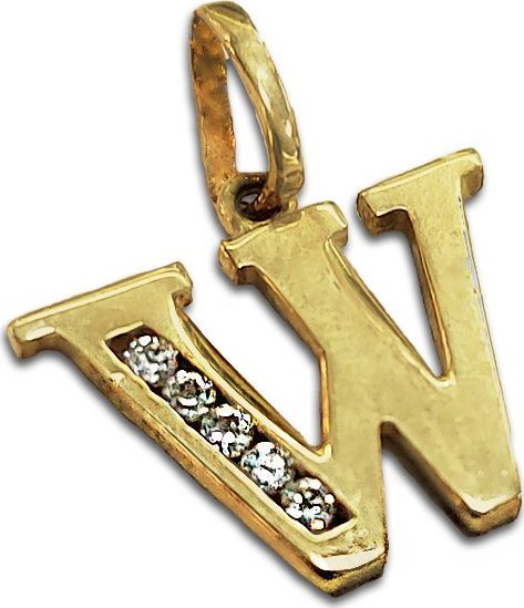 Lovrin Złota przywieszka 585 literka W z cyrkoniami